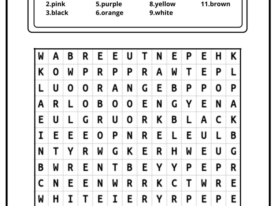 Colors Word Search Ezpzlearn