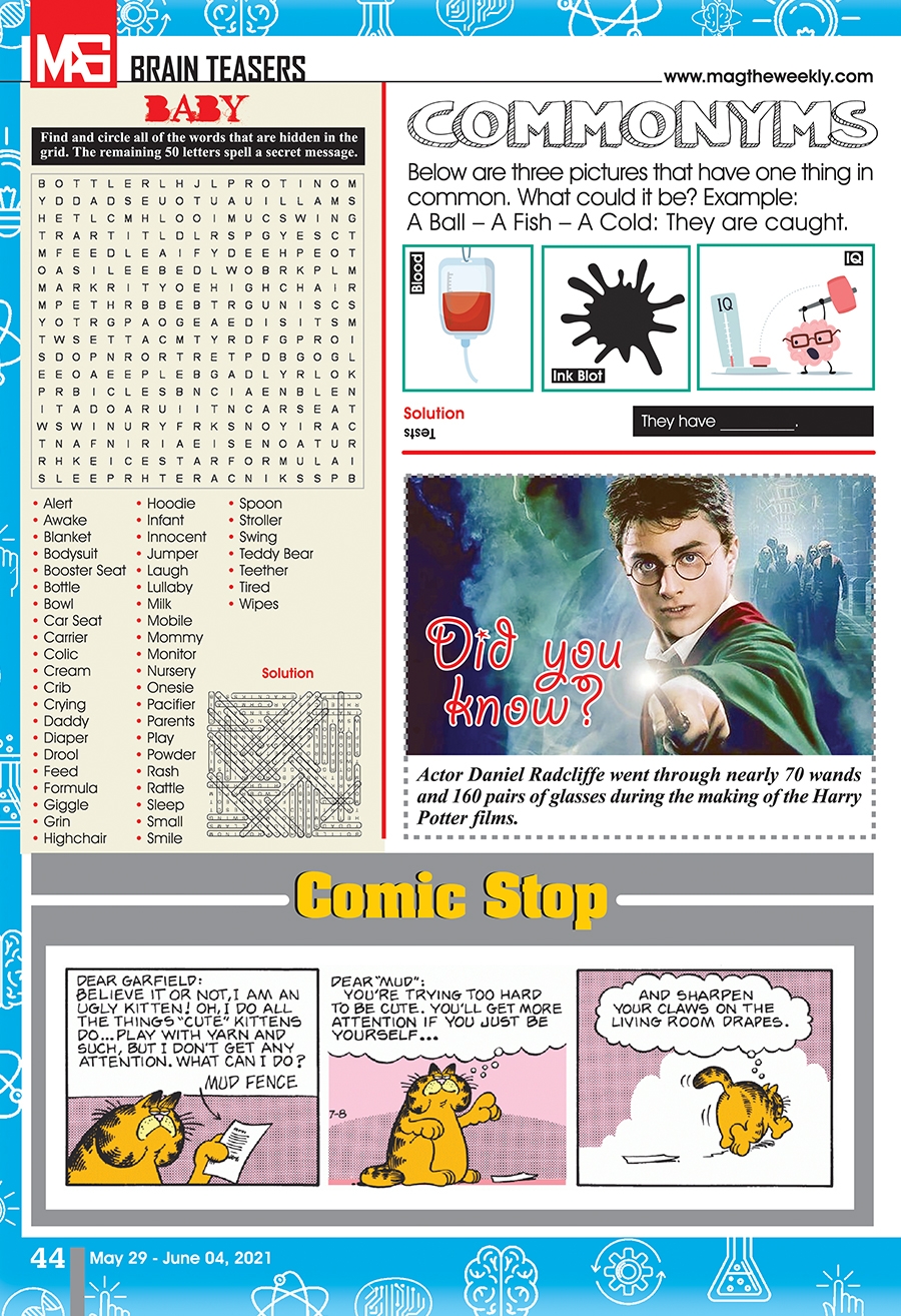 COMMONYMS Brain Teasers MAG THE WEEKLY