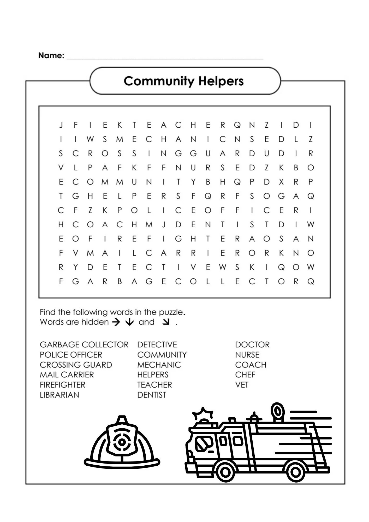 Community Helpers Word Search Etsy Denmark