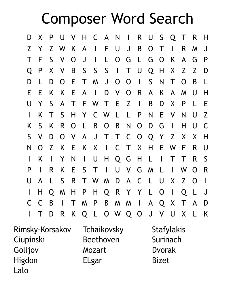 Composer Word Search WordMint