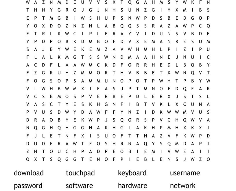 Computer Jargon Word Search WordMint