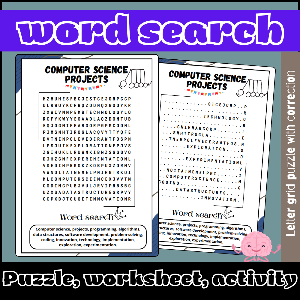 computer science projects word search puzzle worksheet activity made by teachers
