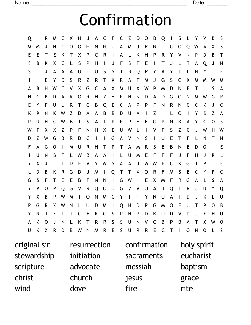Confirmation Word Search WordMint