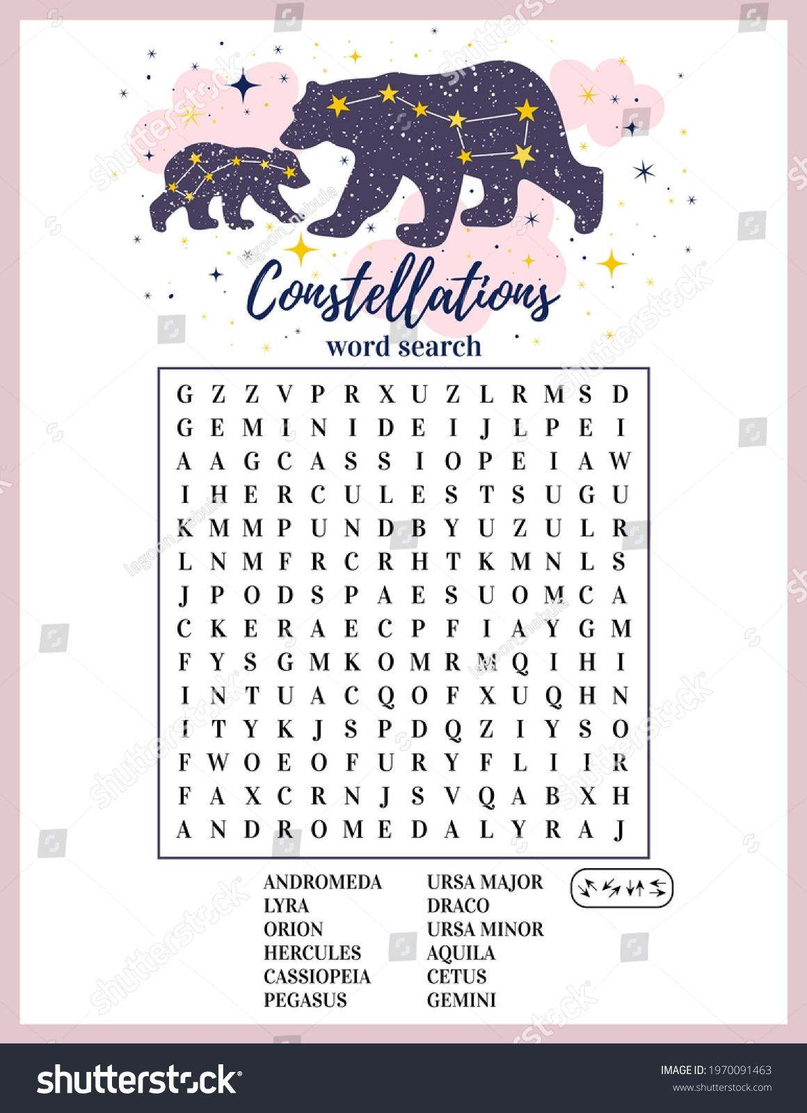 Constellations Word Search Puzzle Educational Logic Stock Vector Royalty Free 1970091463 Shutterstock