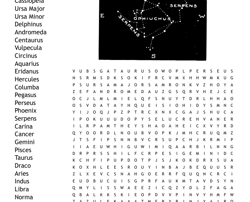 Constellations Word Search WordMint