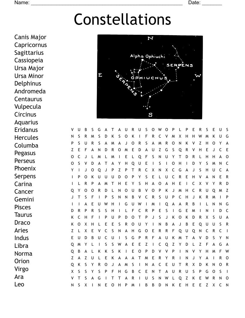Constellations Word Search WordMint