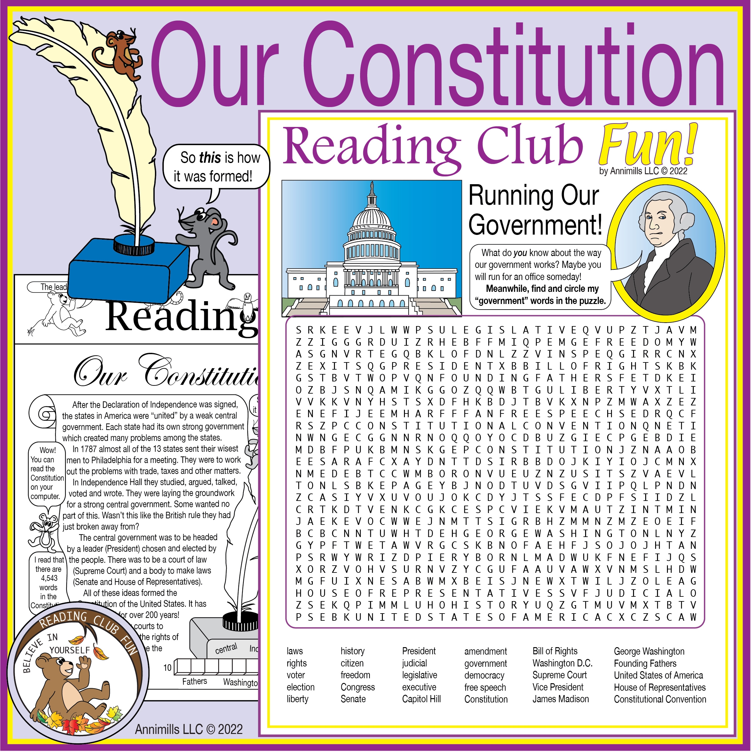 Us Constitution 5th Grade Word Search Printable