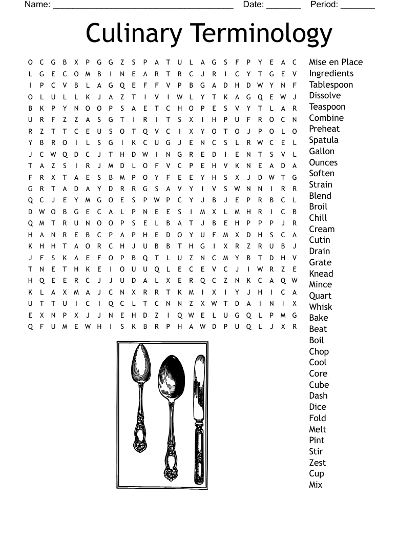 Cooking Word Search WordMint