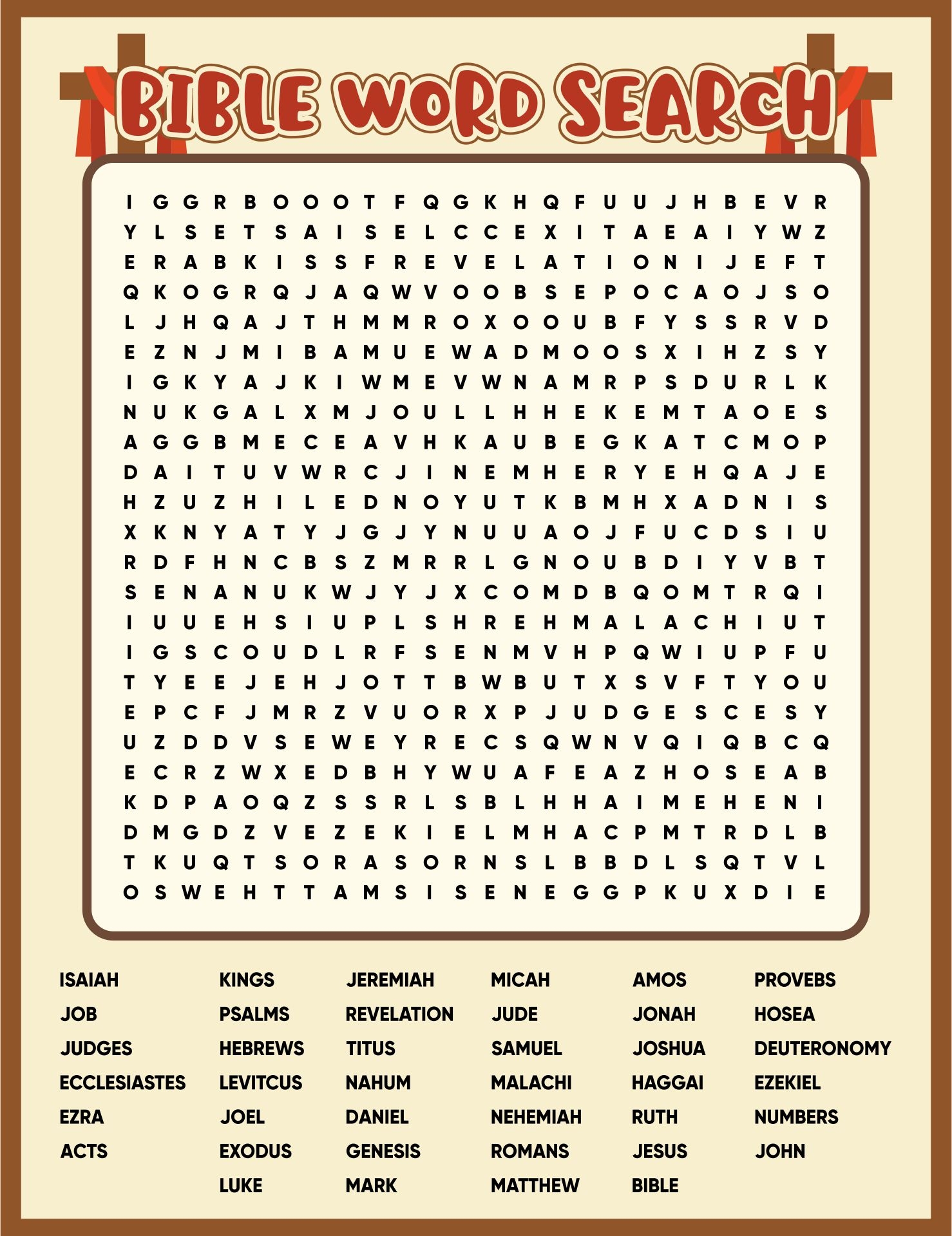Printable Books Of The Bible Word Search