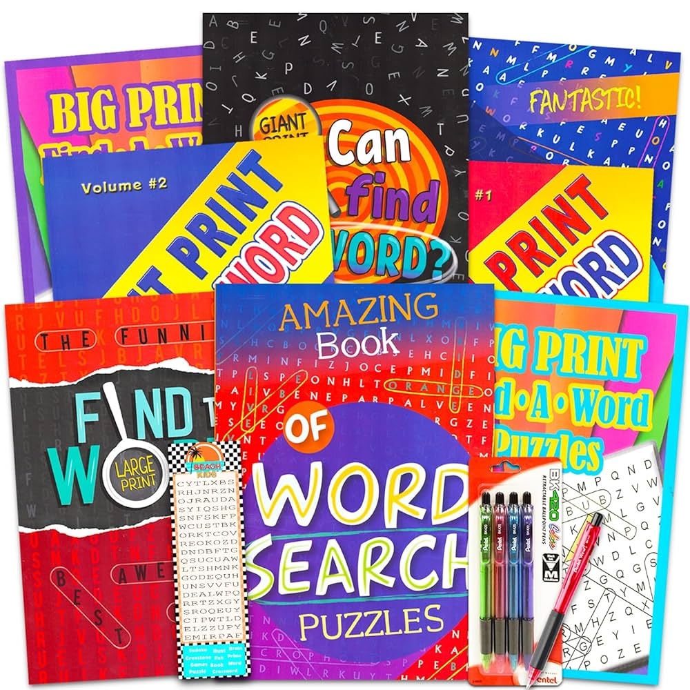 Crenstone Exclusive Bulk Large Print Word Find Books For Adults Seniors Bundle With 8 Jumbo Word