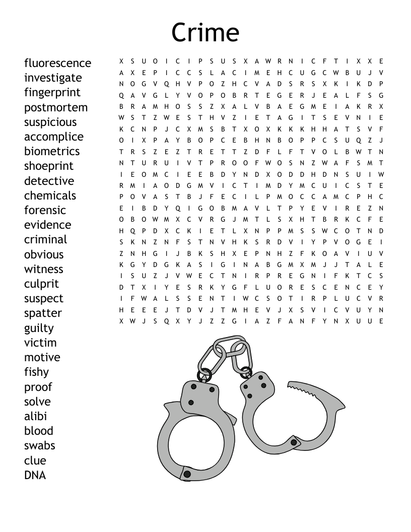 Crime Word Search WordMint