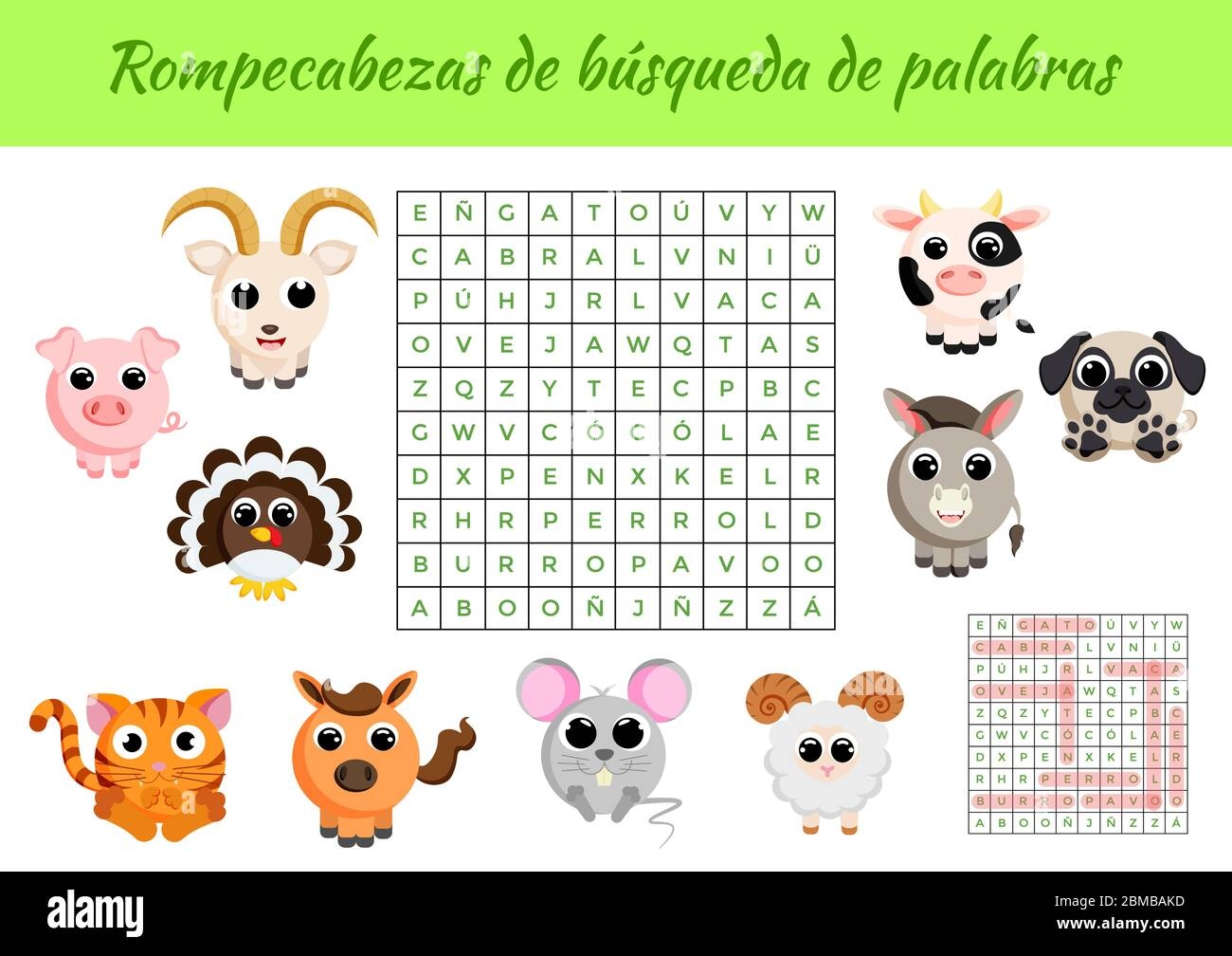 Crucigrama Para Ni os Crossword For Kids With Pictures Activity Worksheet Colorful Printable Version Educational Game For Study Spanish Words Stock Vector Image Art Alamy