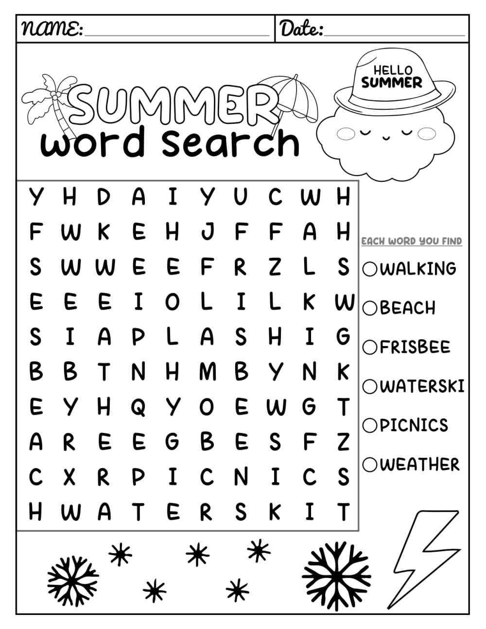 Custom Printable Word Search