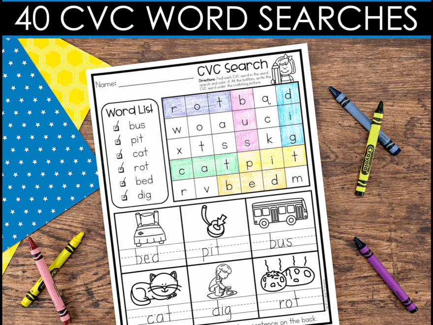 CVC Worksheets CVC Word Searches The Printable Princess