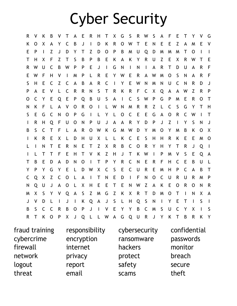 Cyber Security Word Search WordMint