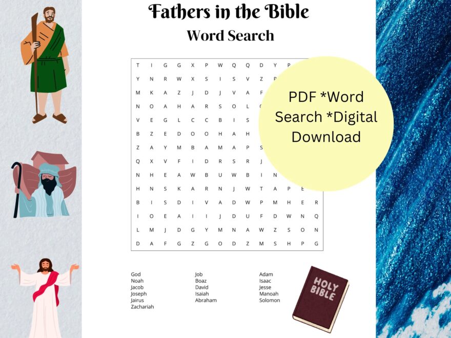 Dads In The Bible Word Search Bible Word Search Printable Father s Day Puzzle With Key Etsy