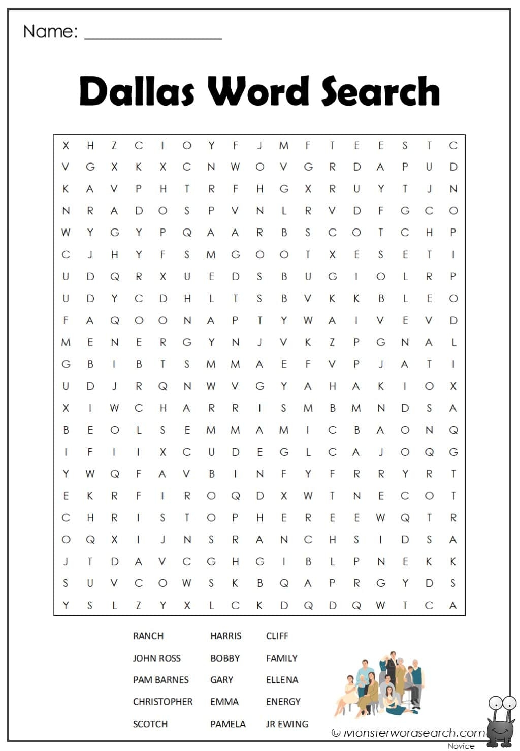 Dallas Word Search Monster Word Search