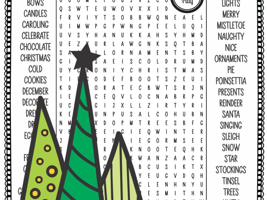 December Word Search Poster Puzzle Growing Play