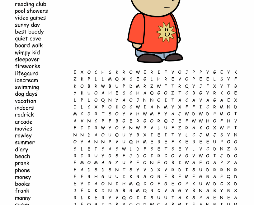 Diary Of A Wimpy Kid Word Search WordMint