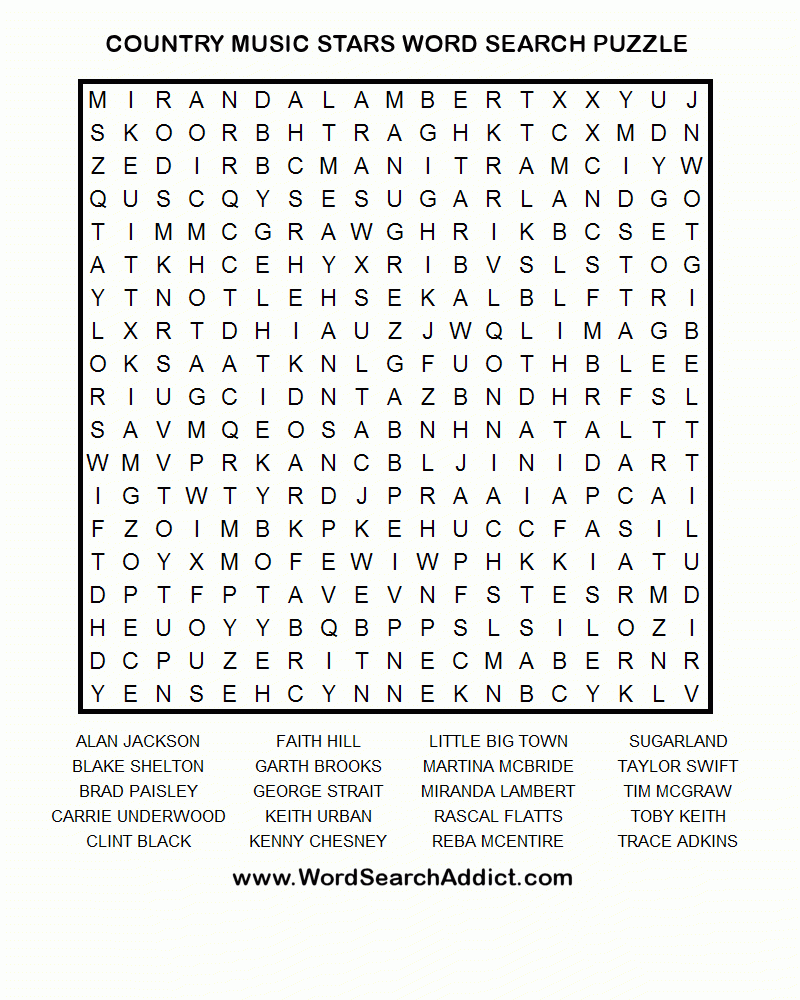 Difficult Music Word Search