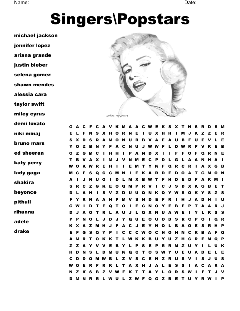Difficult Music Word Search