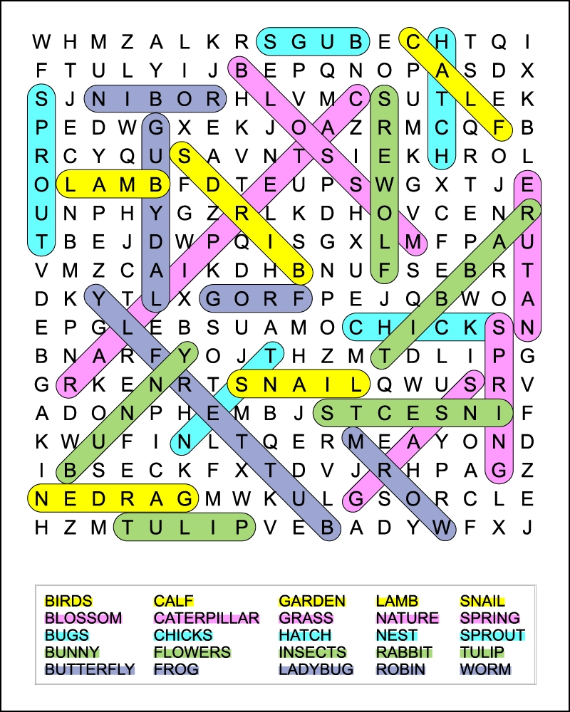 Difficult Spring Word Search Puzzle For Kids Free Printable