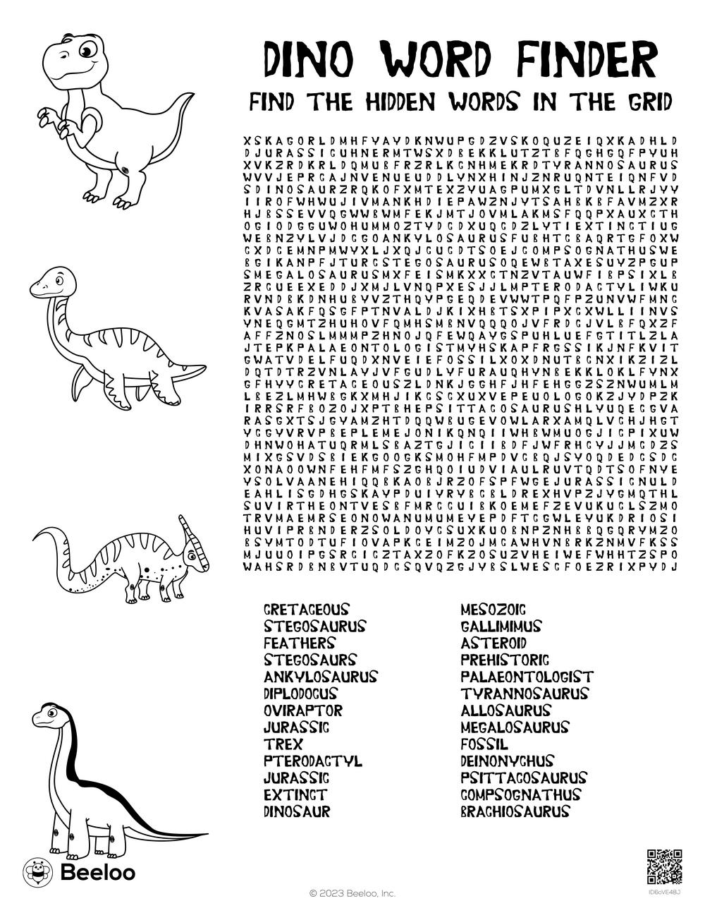Dino Word Finder Beeloo Printable Crafts And Activities For Kids