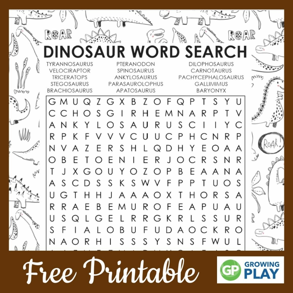 Free Printable Dinosaur Word Search