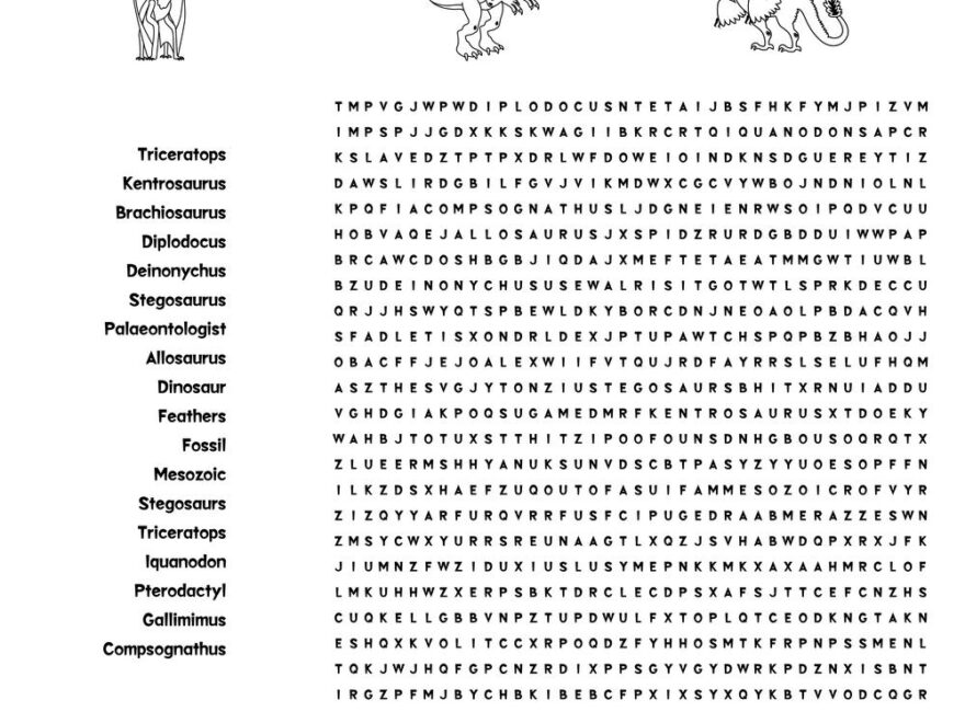 Dinosaur Wordsearch Beeloo Printable Crafts And Activities For Kids