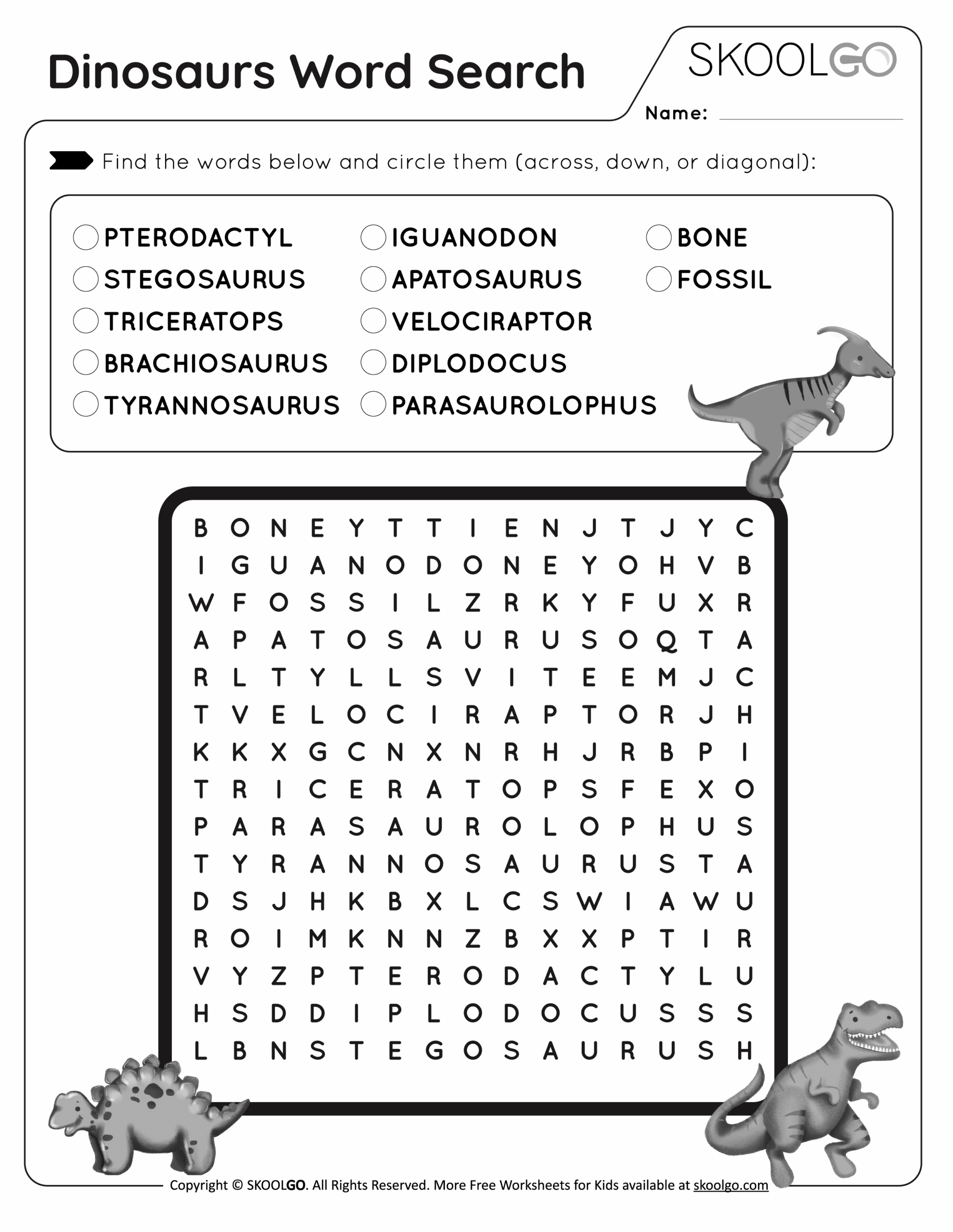 Dinosaurs Word Search Free Game For Kids SKOOLGO