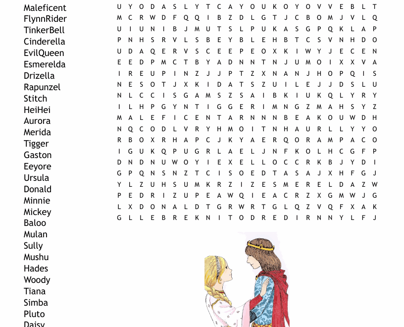 Disney Characters Word Search WordMint