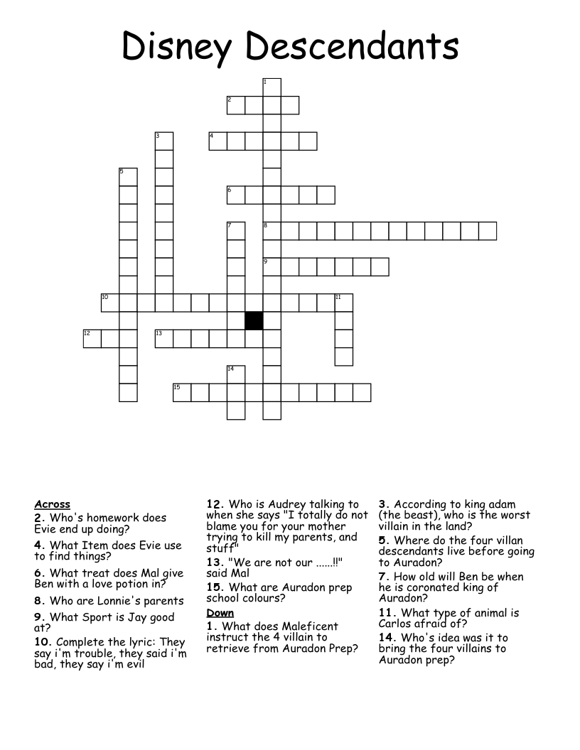 Disney Descendants Word Search WordMint