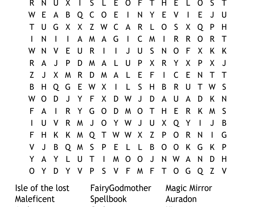 Disney Descendants Word Search WordMint