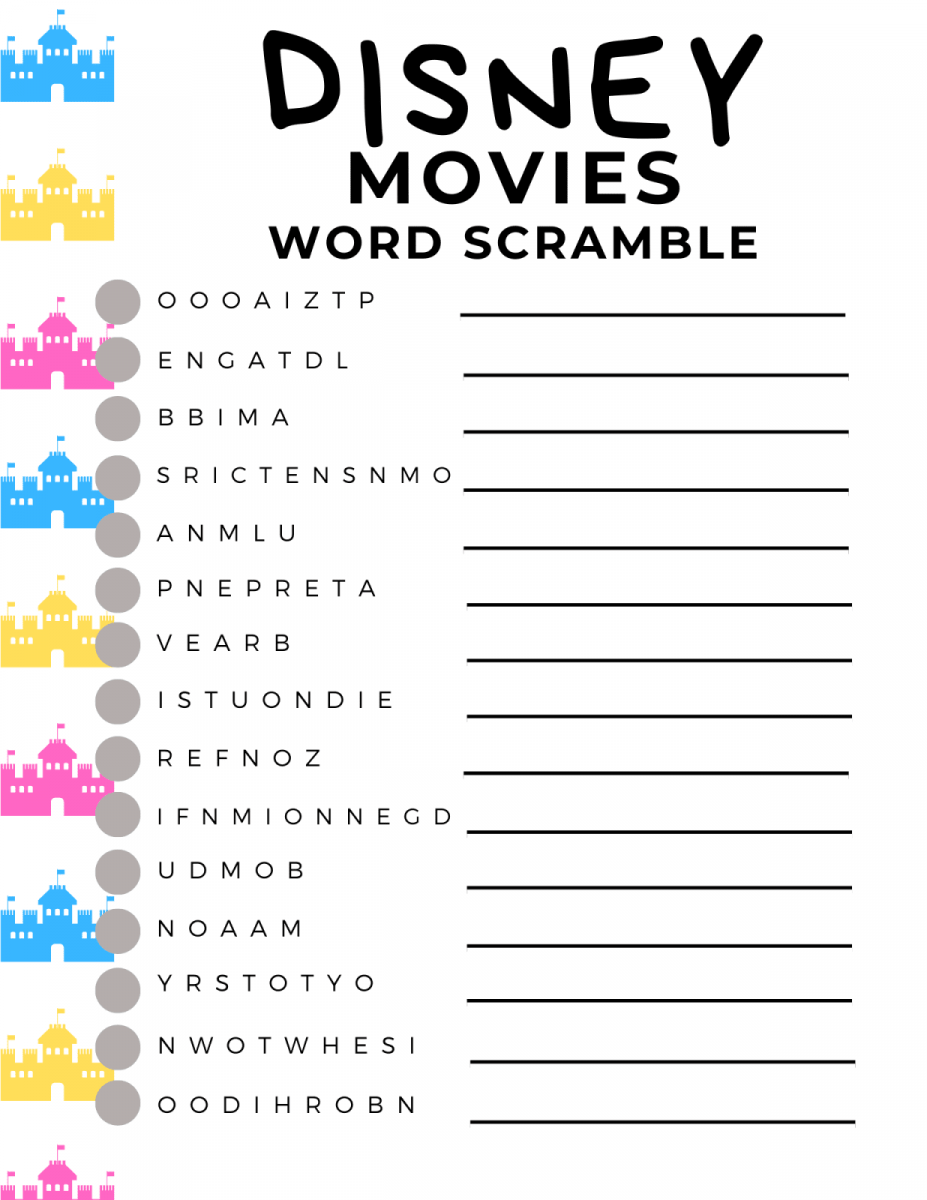 Large Print Disney Word Search Printable
