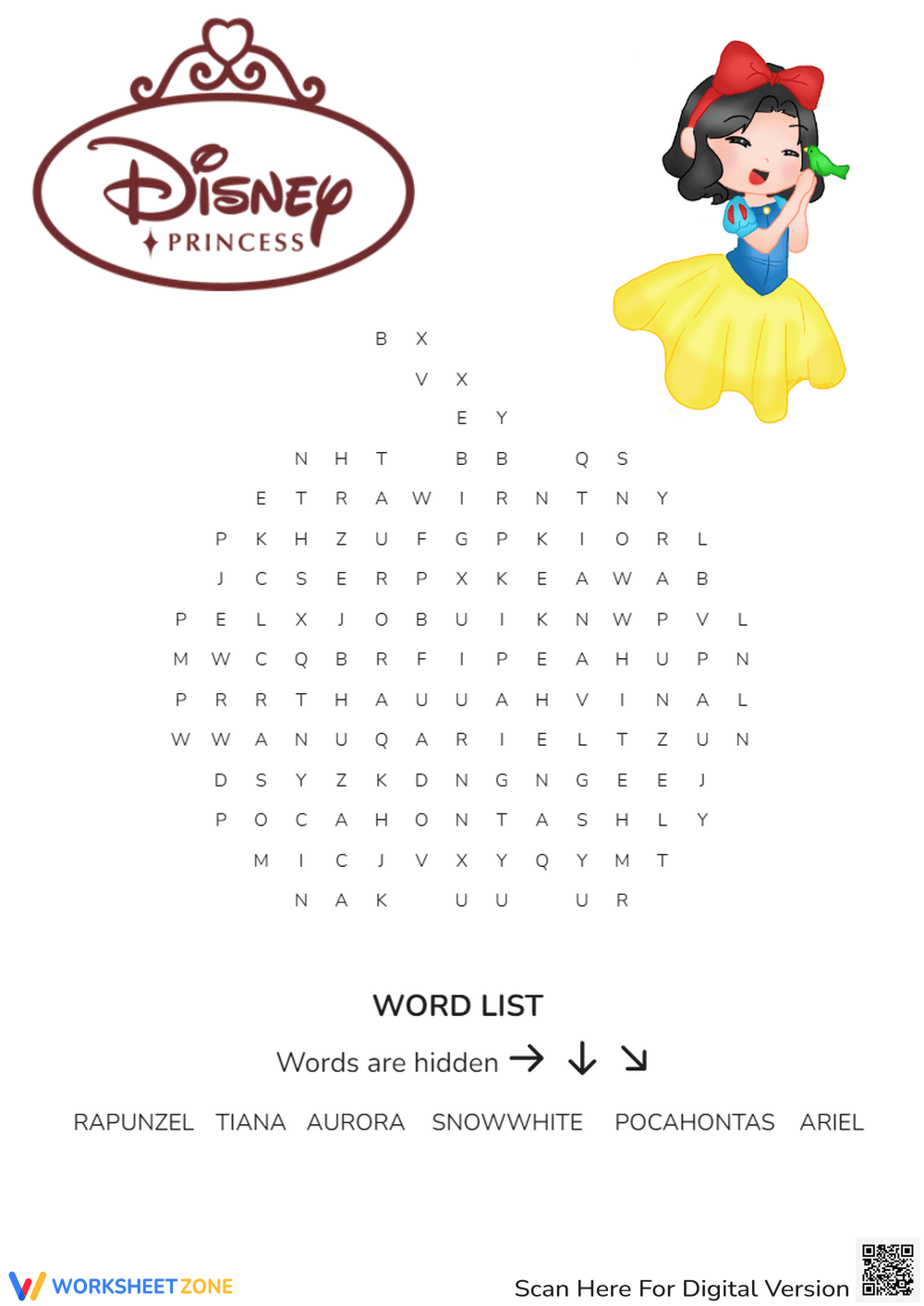 Disney Princess Word Search Printable