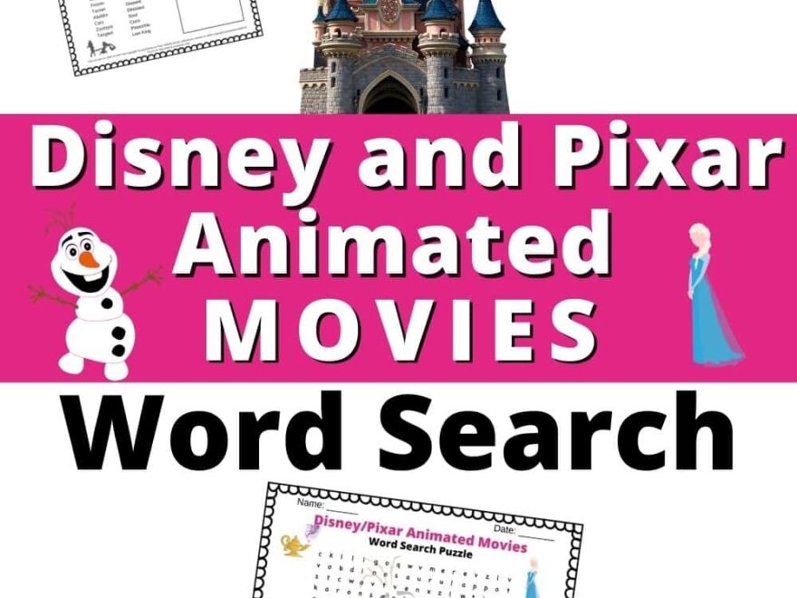 Disney Word Search Animated Movies From Disney Or Pixar unofficial Puzzletainment Publishing