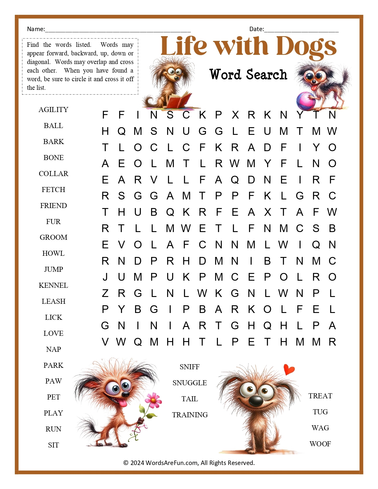 Dog And Cat Crossword Puzzle Worksheets Library