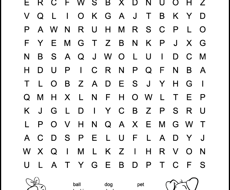 Dog Themed Word Search For Kids Tree Valley Academy