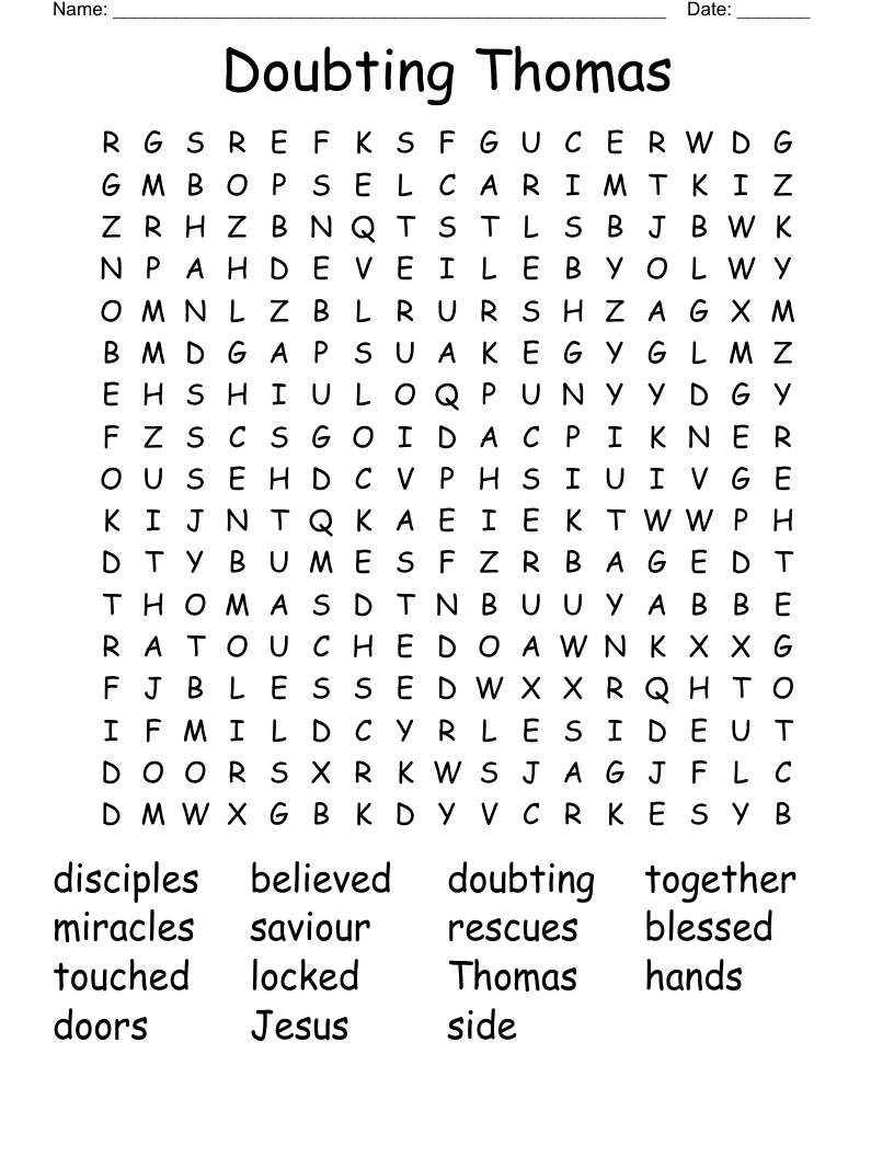 Doubting Thomas Word Search WordMint