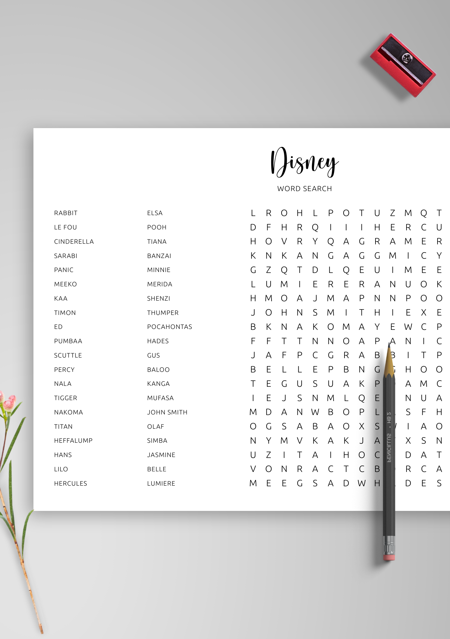 Download Printable Disney Word Search In PDF