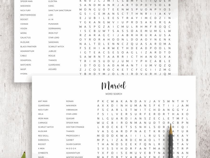 Download Printable Marvel Word Search In PDF