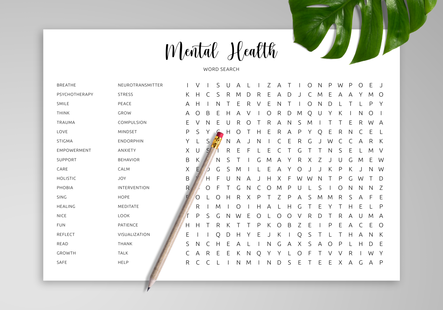 Download Printable Mental Health Word Search In PDF