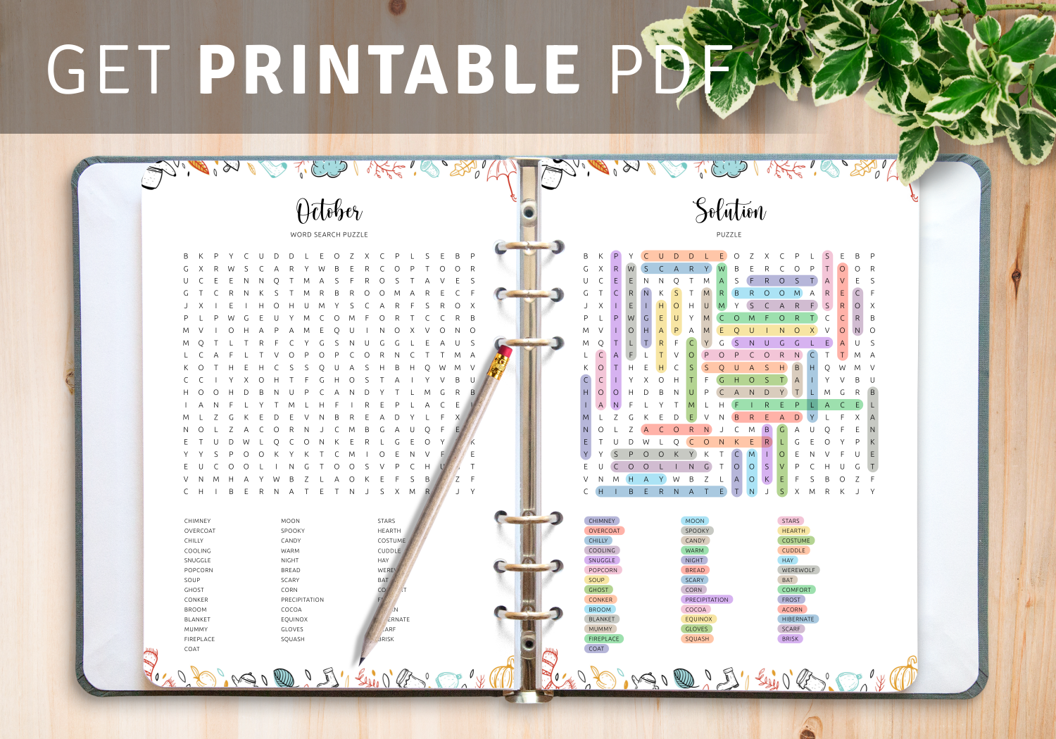 Download Printable October Word Search In PDF