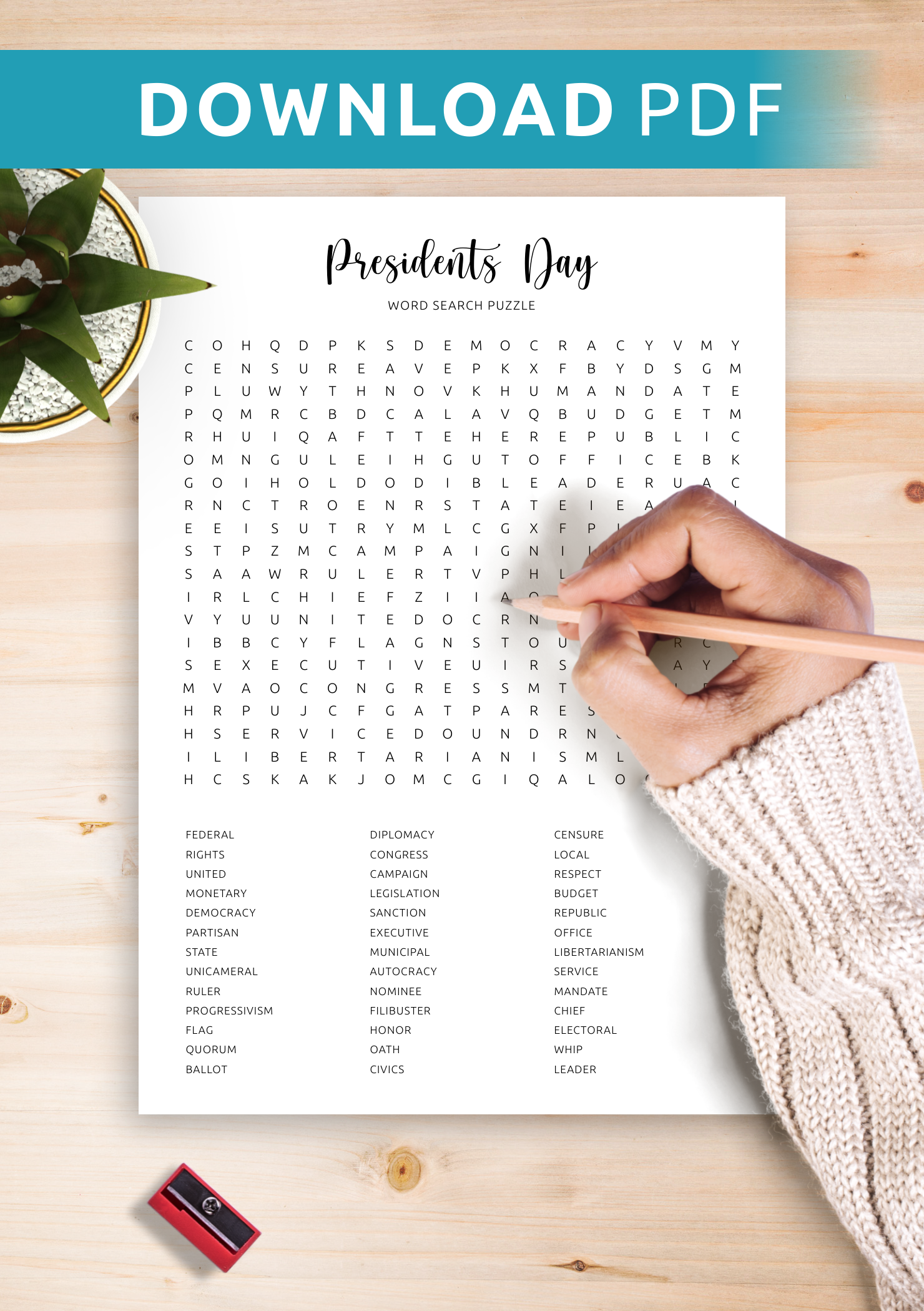 Download Printable Presidents Day Word Search In PDF Download Printable Presidents Day Word Search In PDF