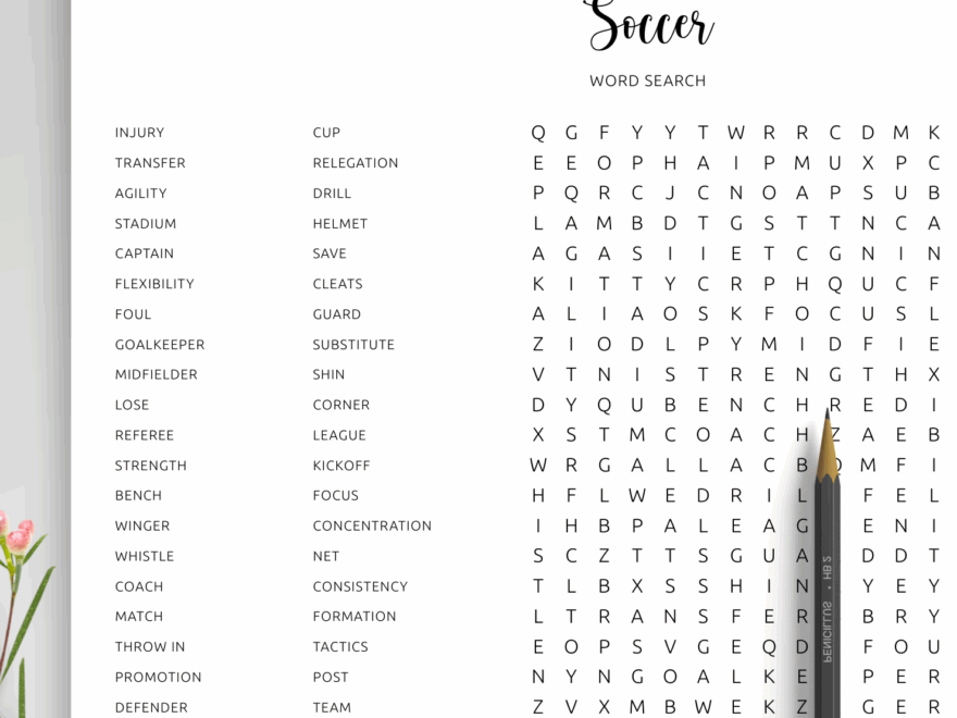 Download Printable Soccer Word Search In PDF