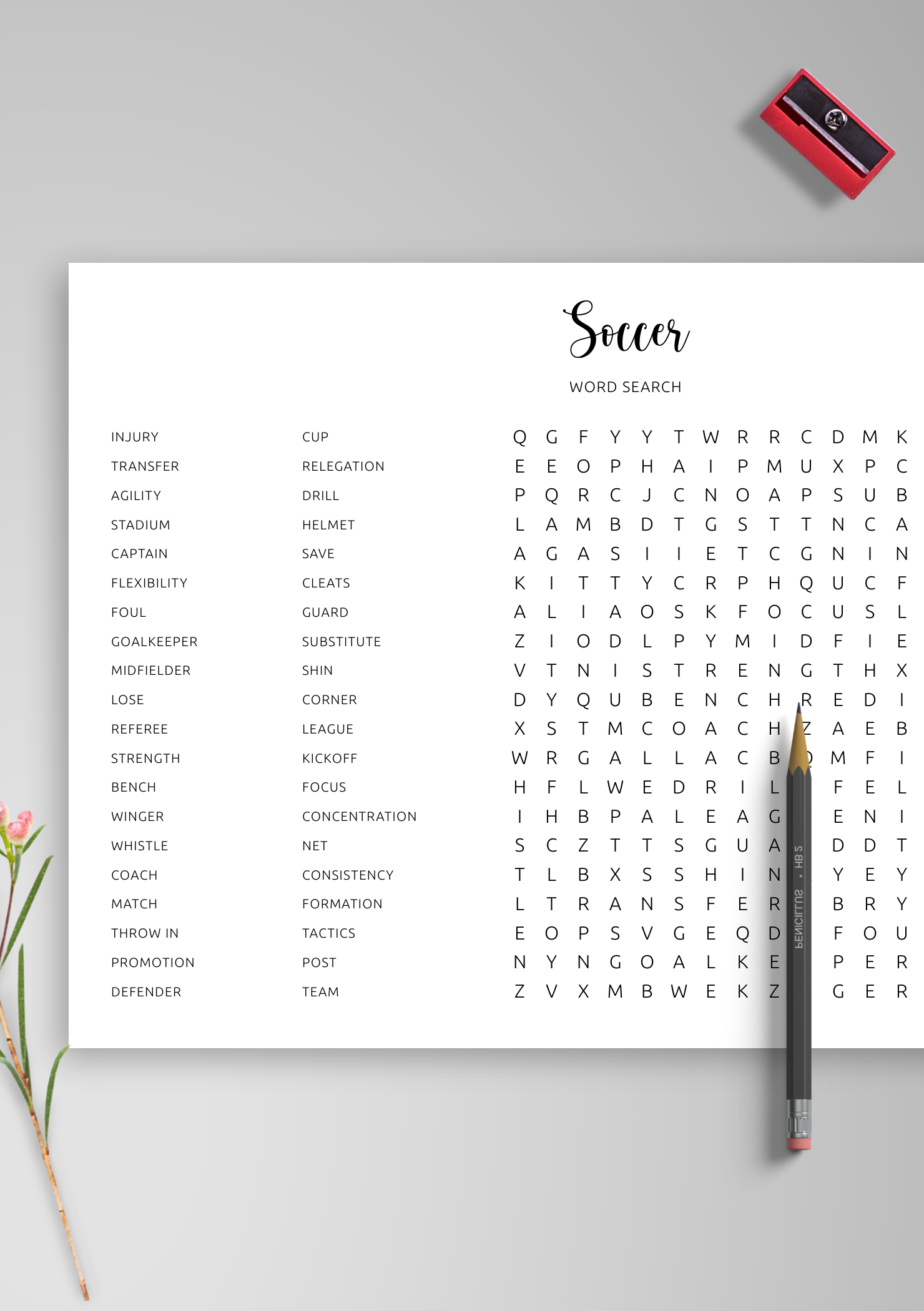 Download Printable Soccer Word Search In PDF