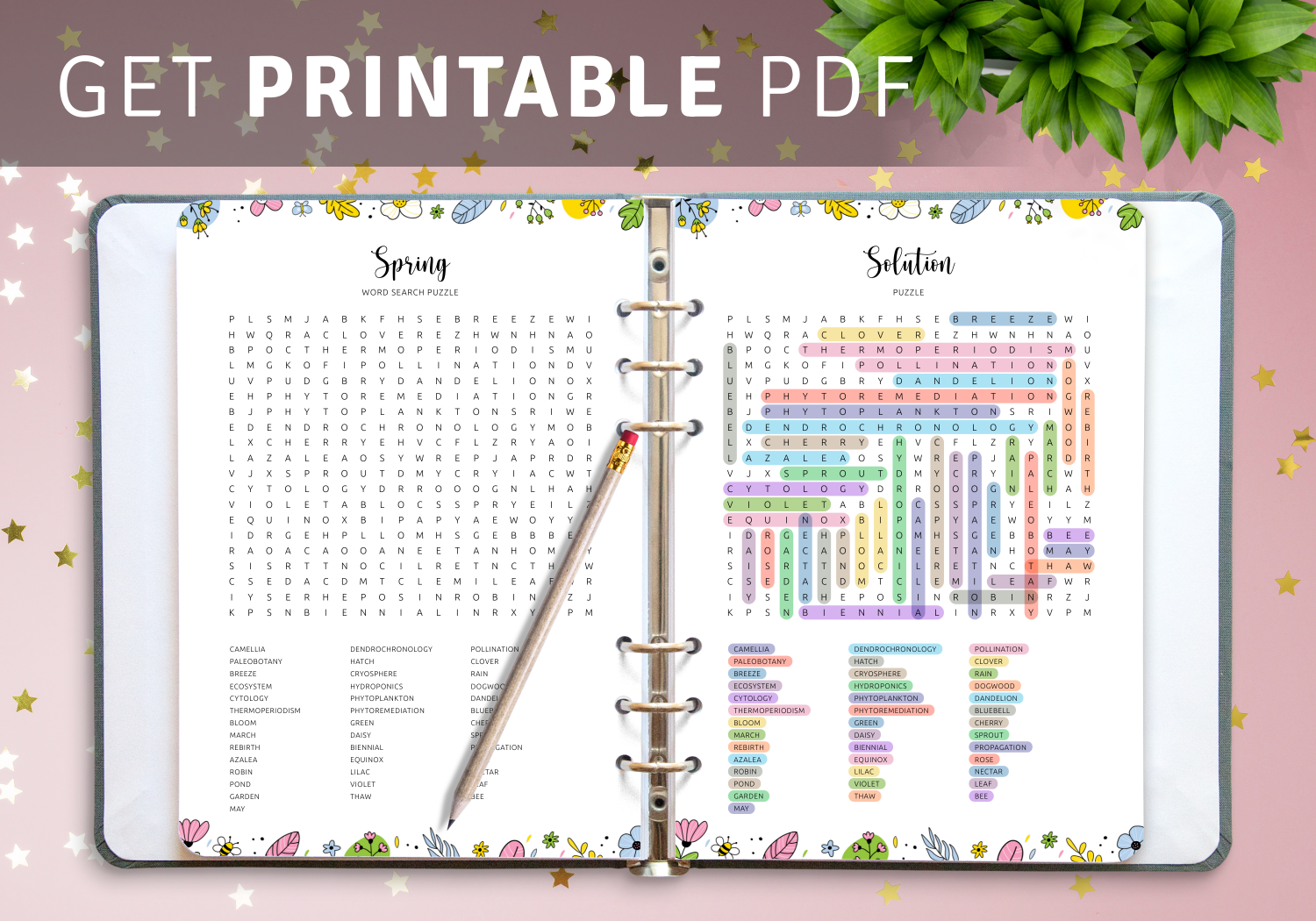 Download Printable Spring Word Search Template PDF