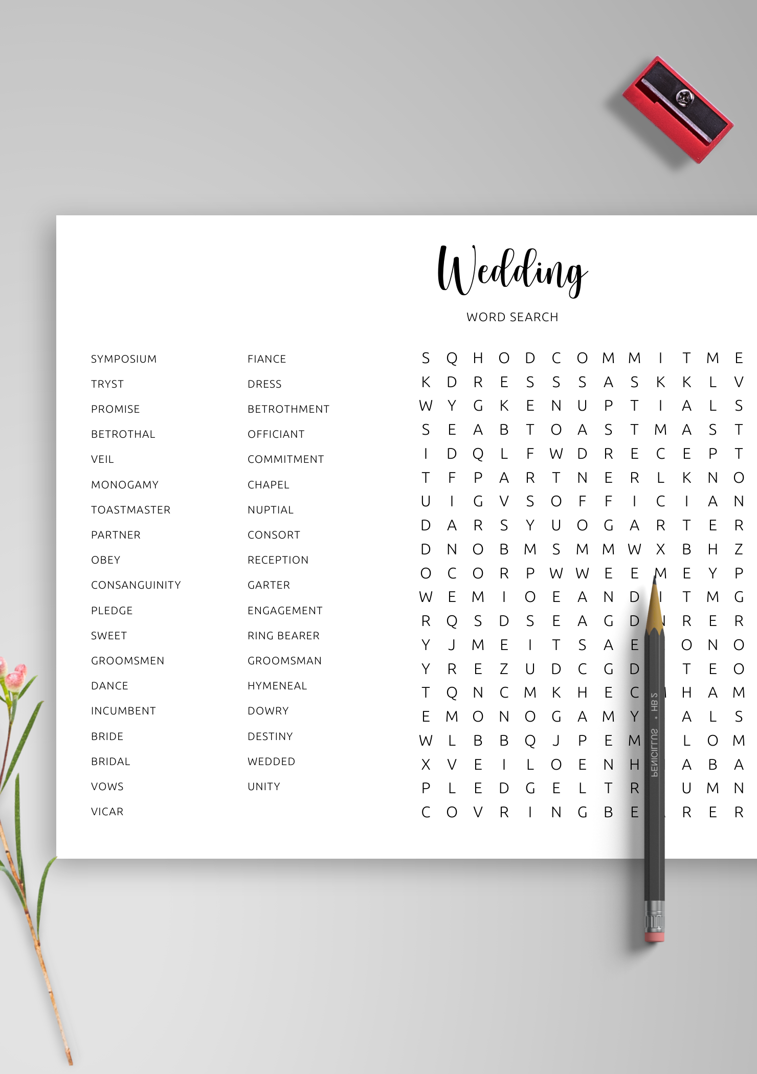 Download Printable Wedding Wordsearch In PDF