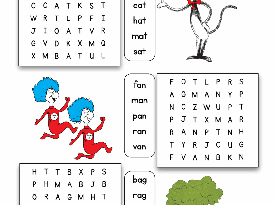 Dr Seuss CVC Word Family Word Search As They Grow Up