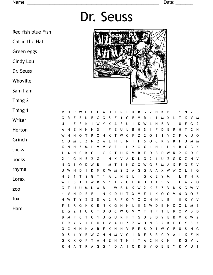 Dr Seuss Word Search WordMint